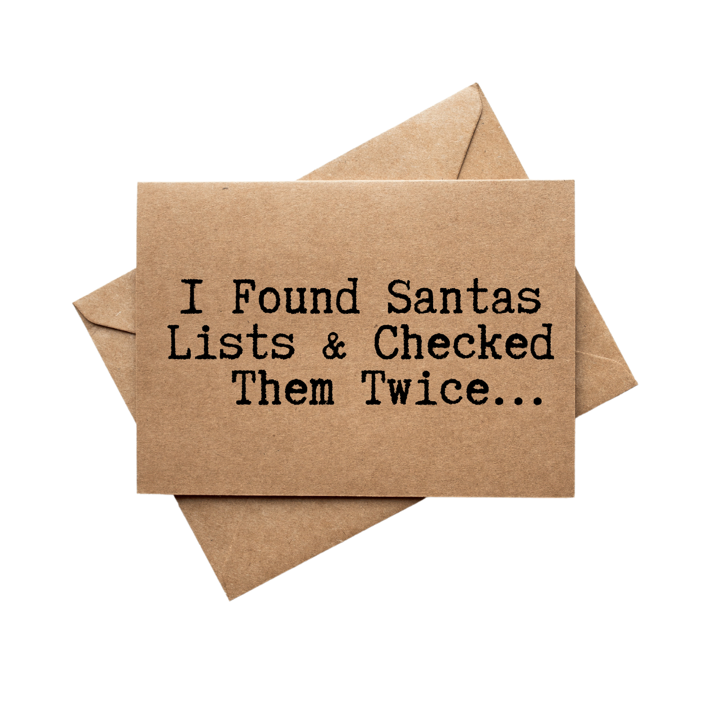 front of card says I Found Santas List And Checked Them Twice
