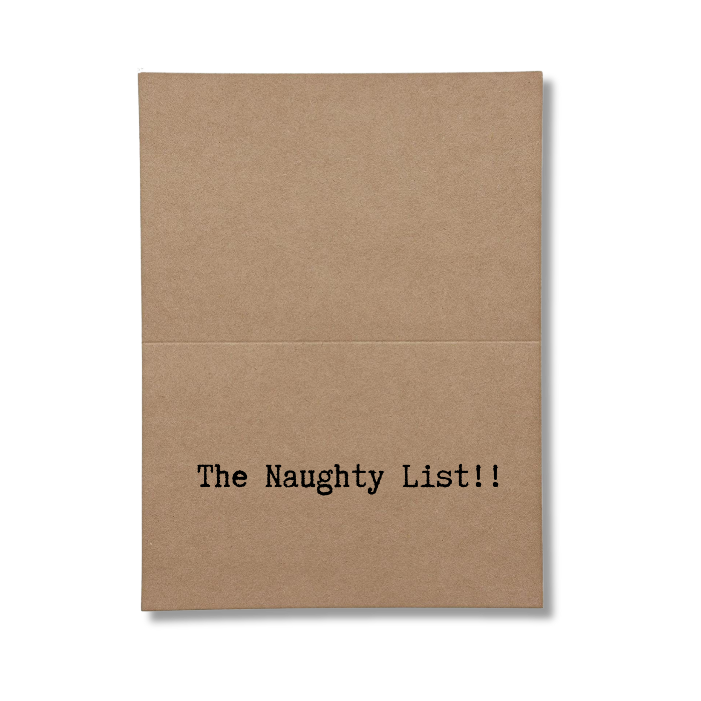 inside card says The Naughty List