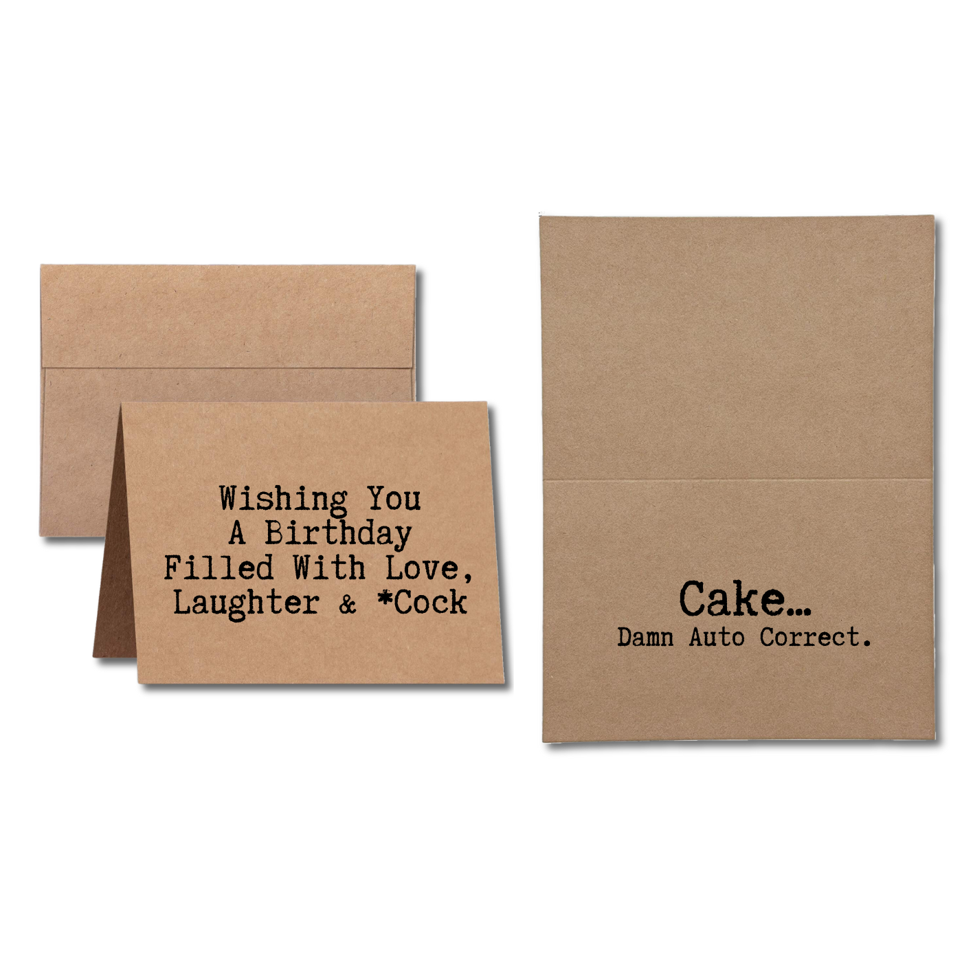 birthday card says Wishing You A Birthday Filled with Love Laughter and Cock Cake Damn Auto Correct