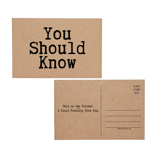post card says You Should Know This is the Tiniest Fuck I Could Possibly Send You