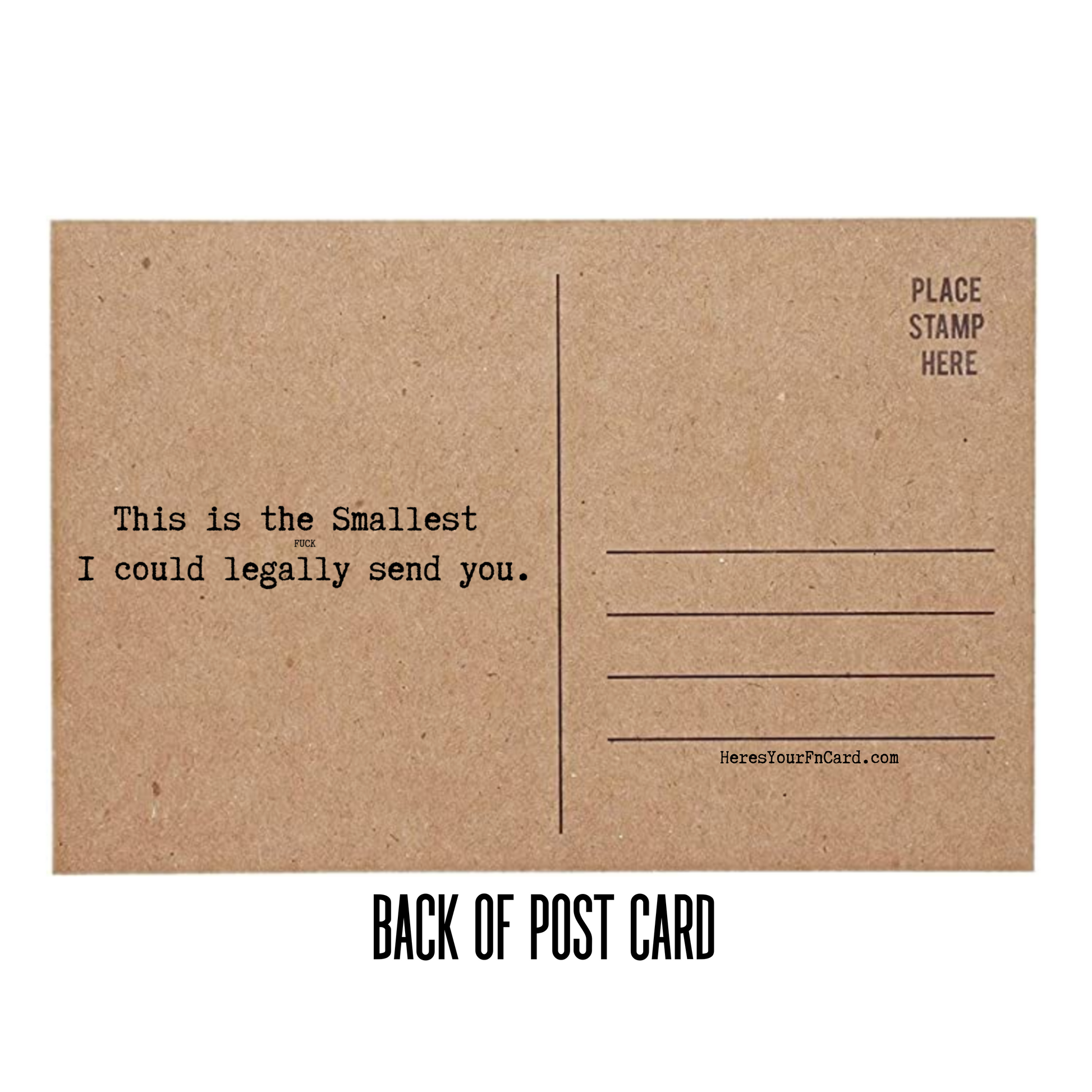 This is The Smallest Fuck I Could Legally Send You Back of Post Card