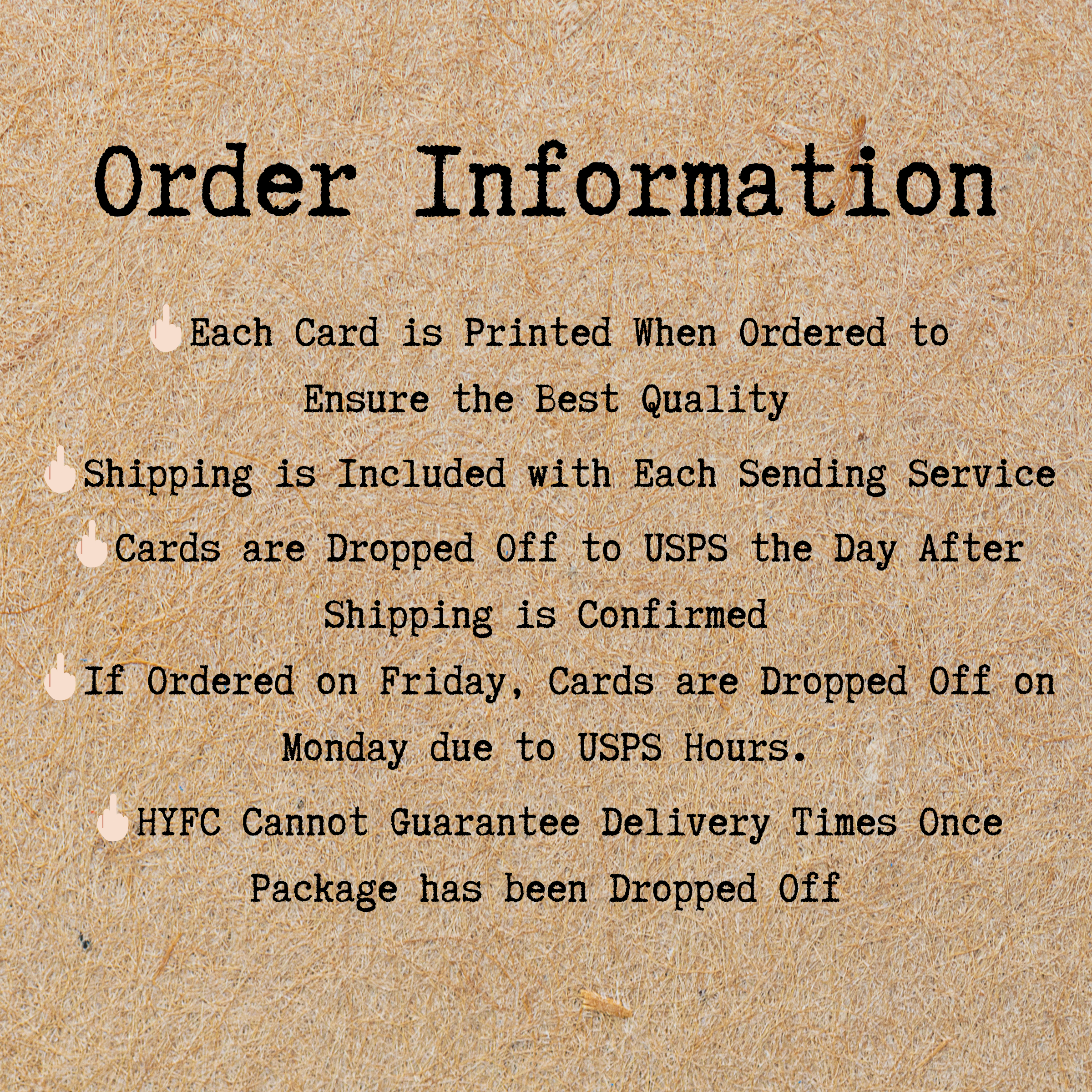 Greeting Card Order Information is found on this image