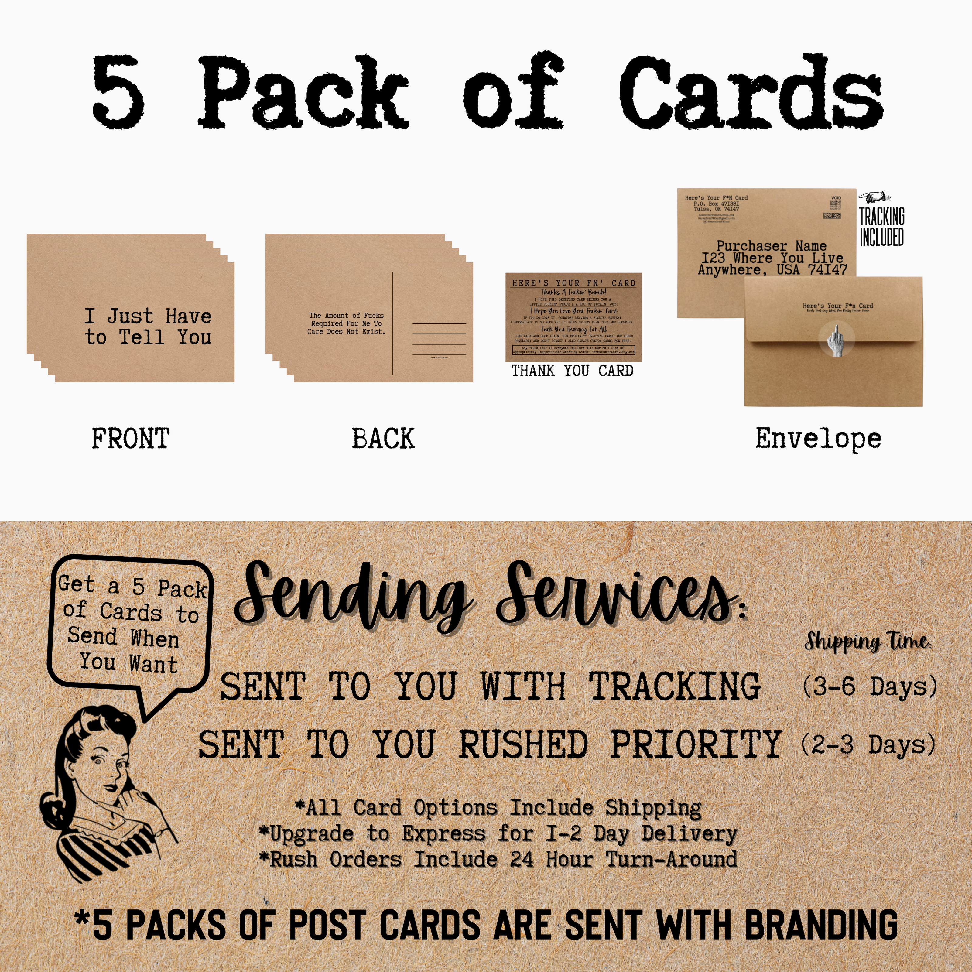 5 pack of post cards