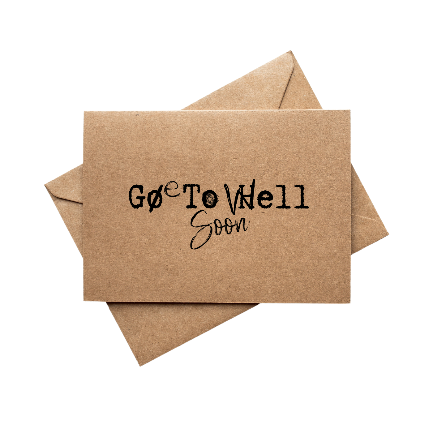 Go To Hell Scribbled out and changed to Get Well Soon Greeting Card