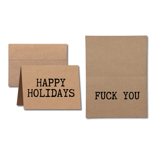 Christmas card says Happy Holidays Fuck You