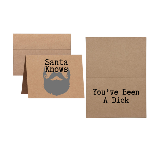 Christmas card says Santa Knows You've Been a Dck