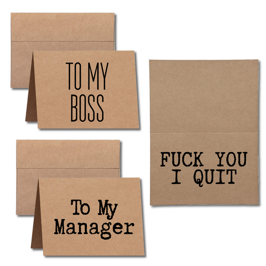 to my boss or manager fuck you I quit greeting card