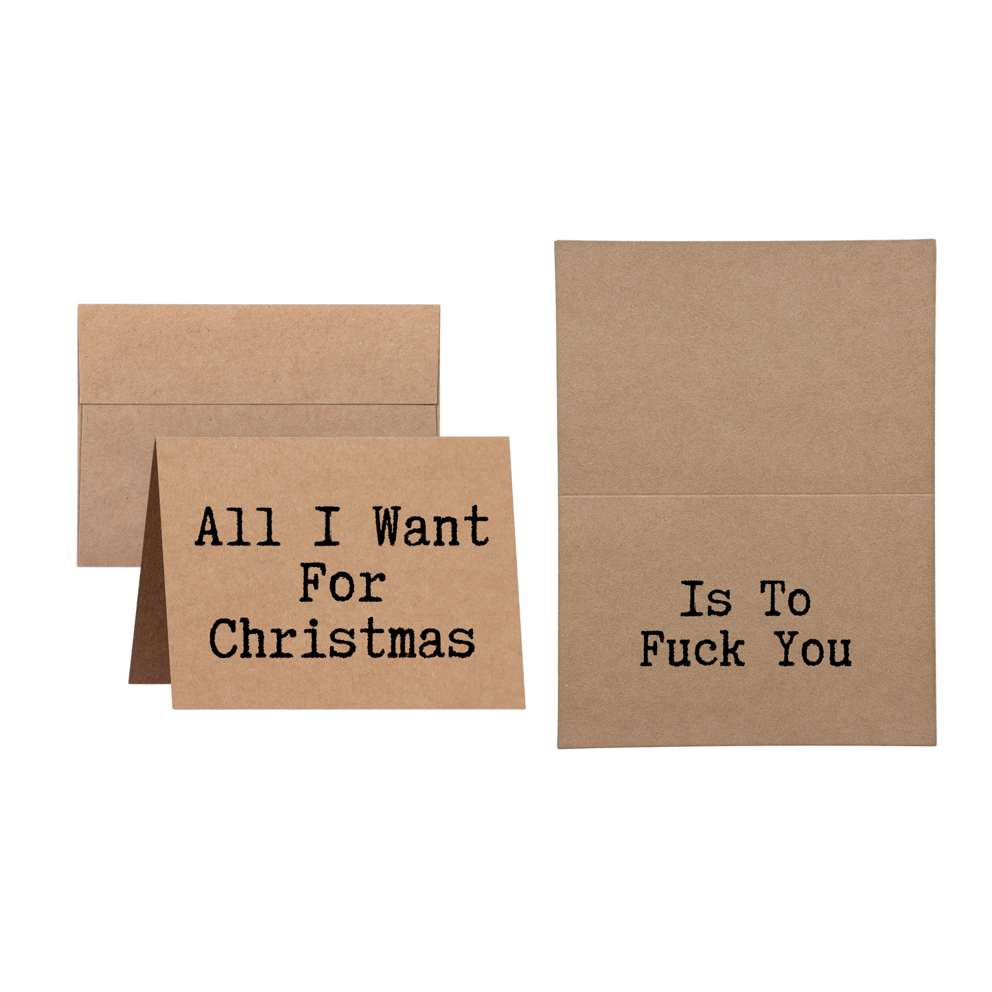 christmas card says All I Want for Christmas is to Fuck You