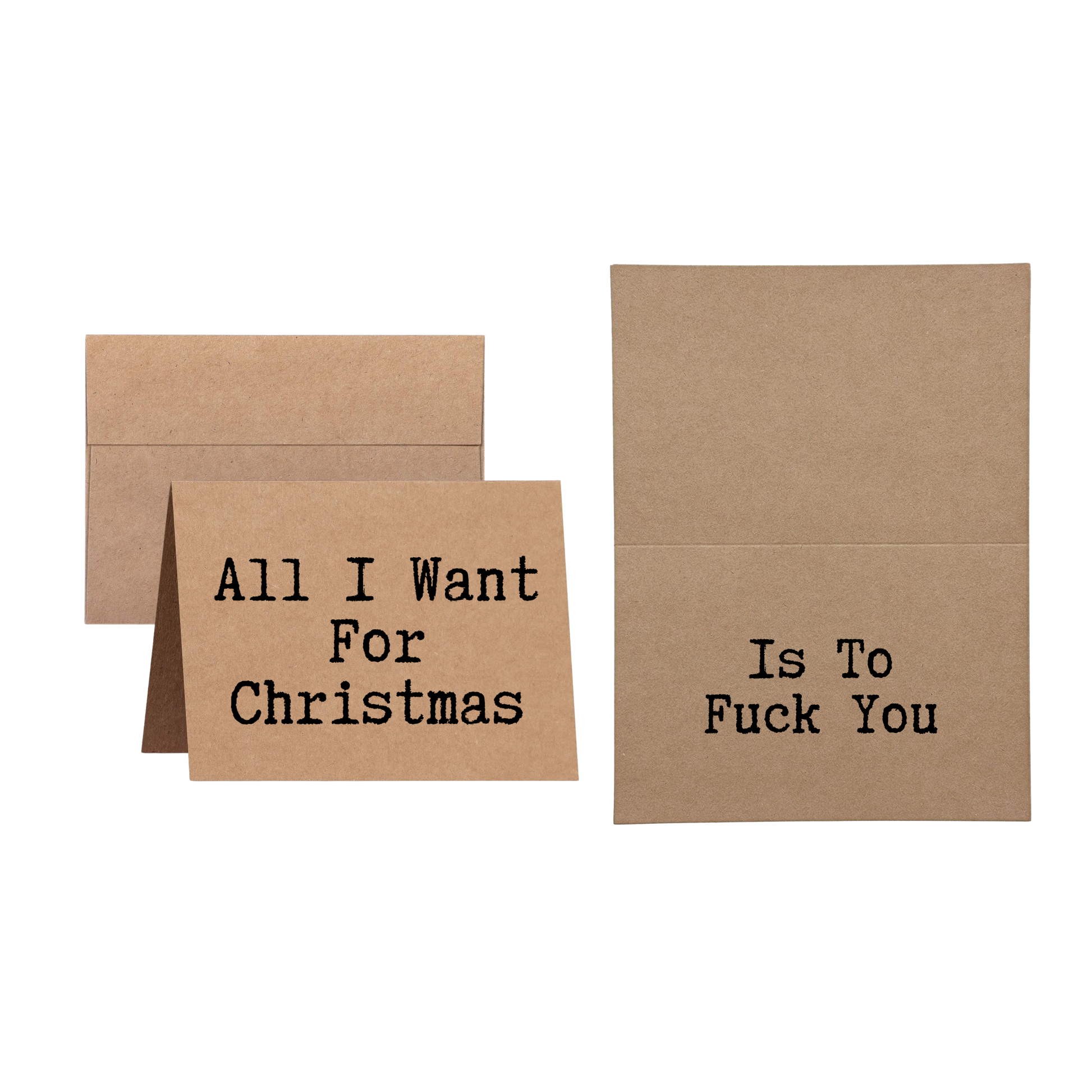 christmas card says All I Want for Christmas is to Fuck You