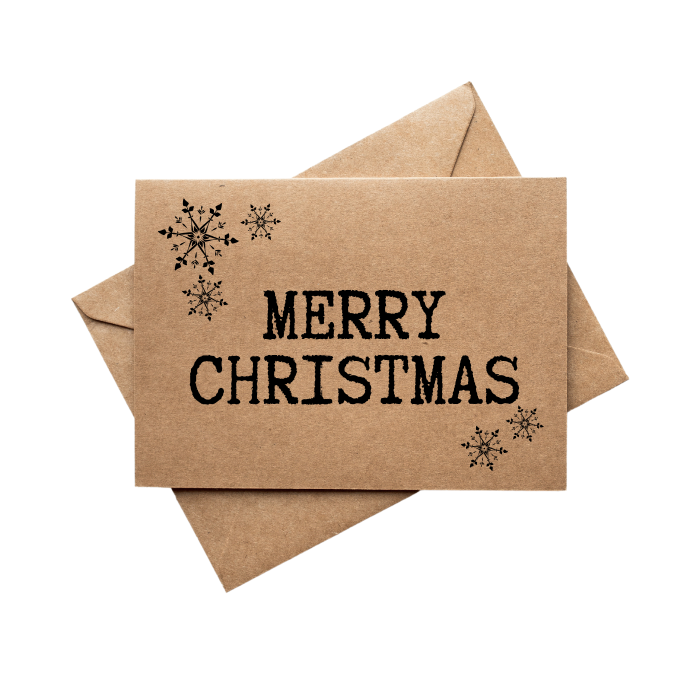 Merry Christmas Written on Front of card with Snow Flake design